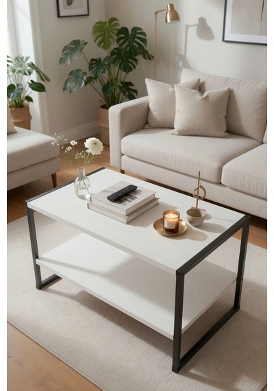 Kolay Kurulum Orta Sehpa Beyaz 90x50x45 Cm Kolay Kurulum Orta Sehpa Beyaz 90x50x45 Cm