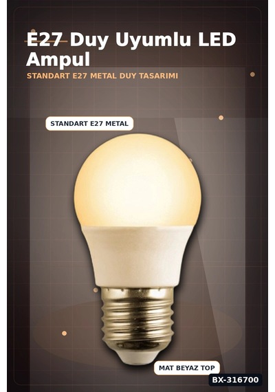 E27 Duy Led Top Ampul 6w 3200k Gün Işığı 540 Lümen Enerji Tasarruflu 1 Adet Bx-316700