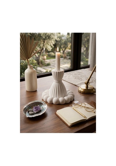 Şamdan Mumluk Sunumluk Beyaz - 916724656 Beyaz