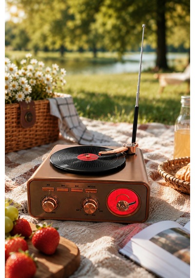 Meier Md-1217bt Kahverengi Nostaljik Görünümlü Bluetooth Hoparlör Ve 3 Bantlı Şarjlı Radyo
