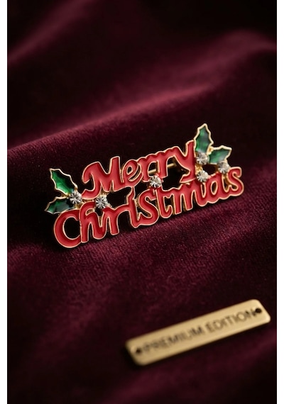 Ers Yılbaşı Temalı Merry Chirstmas Yazılı Broş Tcxbr526 Çok Renkli