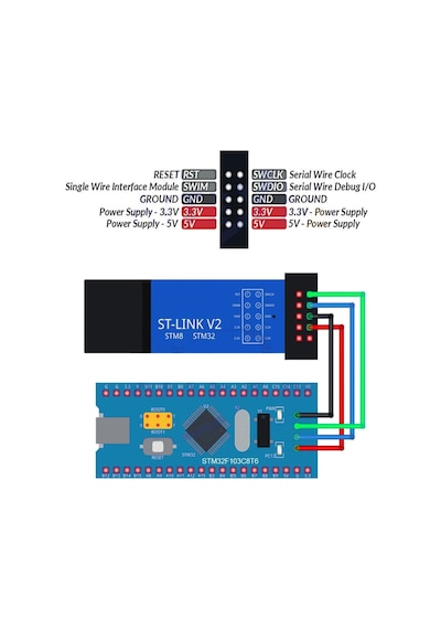 St-lınk V2 Mini -- Stlınk V2 Klon -- Metal Kutu -- Stm32 Arm Jtag Programlayıcı - St Link V2