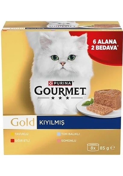 Gourmet Gold Kıyılmış Tavuk-sığır-ton-somon Kedi Konservesi 8 X 85 Gr 8 Al 6 Öde