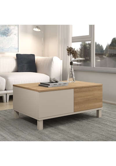 Robin Home Urban Orta Sehpa Ahşap Ayaklı 2 Çekmeceli Kumsal-sepet Bej
