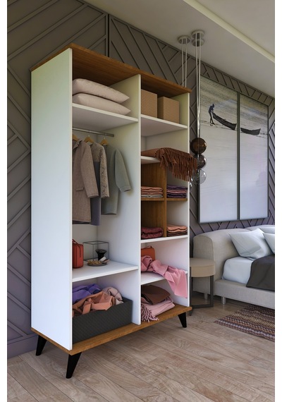 Tocco 1016 Sıla 4 Kapaklı Askılıklı Raflı Gardırop