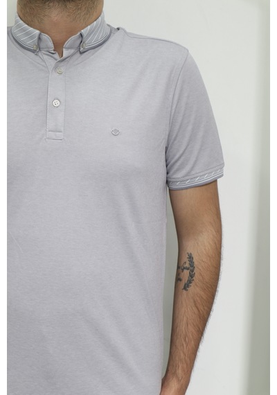 Santa Dmc Tekstil Erkek Düz Spor Kesim Normal Kalıp Polo Yaka T-shirt Gri