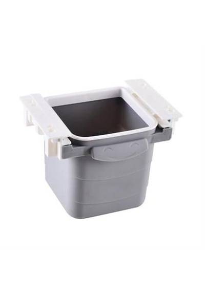 Mini Masa Çöp Kovası Plastik Tezgah Altı Geri Çekilebilir Yapışkanlı Görünmez Bölme Pratik Gri