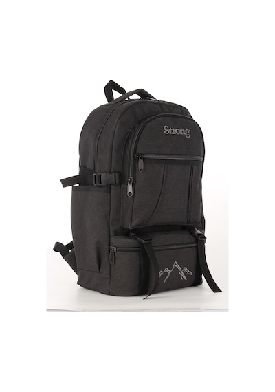 Strong Unisex Kanvas Kumaş Laptop Bölmeli Outdoor Sırt Çantası Dağcı Sırt Çantası Escp01 Siyah