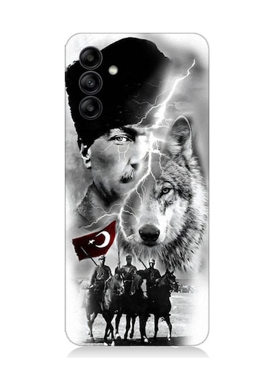 Samsung Galaxy A55 Uyumlu Atatürk Kurt Ve Bayrak Desenli Silikon Kılıf
