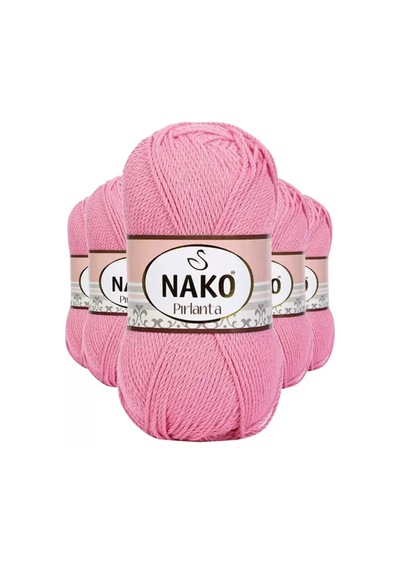 Tedar 5 Adet Pırlanta Amigurumi El Örgü İpi Yünü Pembe 6740 - Nako Mudanis Najmaddin (No:1) 8.5Cm X 10.5 Cm