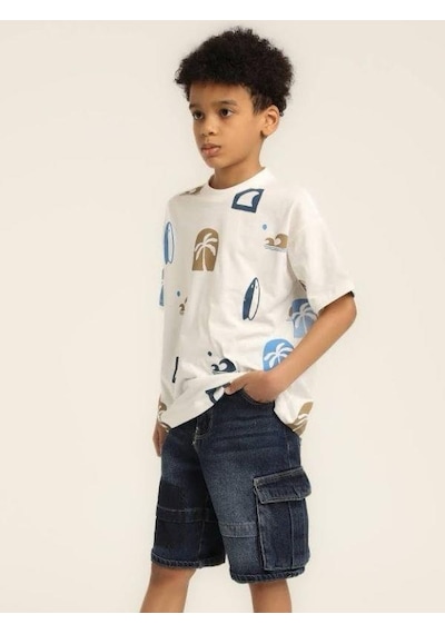 Jack Lions Erkek Çocuk Pamuklu Desenli T-shirt-15643 Ekru