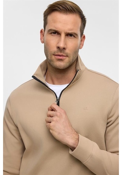 Süvari Bej Regular Düz Yarım Balıkçı Yaka Sweatshirt Bej