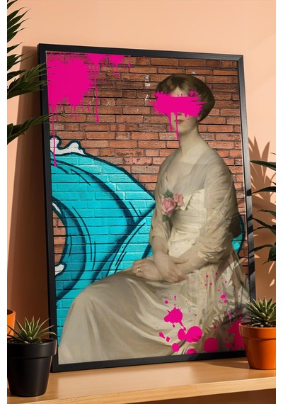Klasik Portre Graffiti Çerçeveli Tablo Ofis Ve Ev İçin Modern Tasarım Altered Art