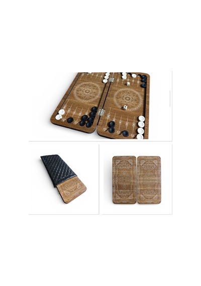 2026 Tavla Seyahat Mini Mobil Çanta Cep Kamp Piknik Kafe Tavla Seti 24 X 12 Cm Ceviz İnce Desenli
