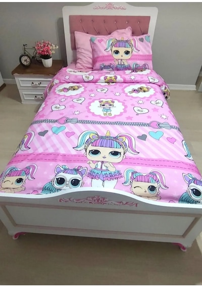 Lionas Tek Kişilik Lol Bebek Nevresim Takımı Çarşafı Lastikli Pembe