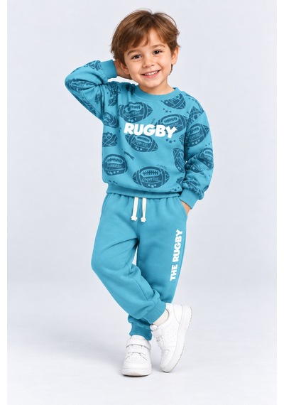 Ahengim Erkek Çocuk Rugby Topu Baskılı Pamuklu Sweatshirt Ve Pantolon Eşofman Takımı Ak119 Turkuaz Ahengim Erkek Çocuk Rugby Topu Baskılı Pamuklu Sweatshirt Ve Pantolon Eşofman Takımı Ak119 Turkuaz