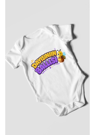 Morivokids Dayısının Ballısı Kısa Kollu Bebek Body %100 Pamuk Beyaz
