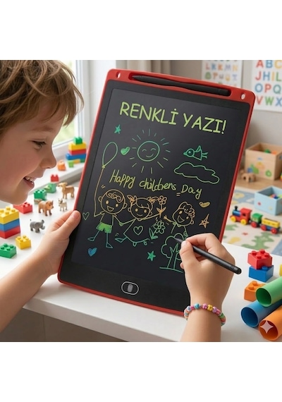 Flody 12 İnç Büyük Boy Renkli Yazı Dijital Çocuk Yazı Tahtası Grafik Çizim Tableti Lcd Ekran