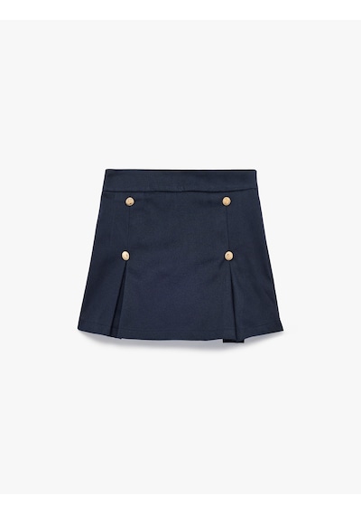 Koton Pamuklu Gabardin Kumaş Beli Lastikli Düğme Detaylı Pileli Şort Etek Lacivert 6skg40012aw Koton Pamuklu Gabardin Kumaş Beli Lastikli Düğme Detaylı Pileli Şort Etek Lacivert 6skg40012aw