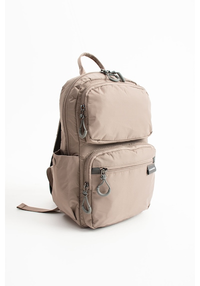Özer-6032 Sanmorris Unisex Suya Dayanıklı Paraşüt Kumaş 5 Bölmeli Laptop Bölmeli Seyahat Ve Okul Çantası Bej - Kum