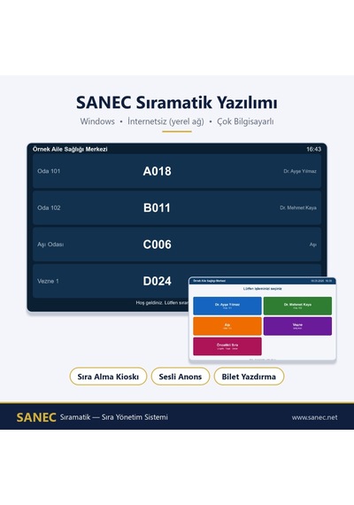 Sanec Sıramatik 19" Hdmı Monitörlü Sıra Çağrı Sistemi