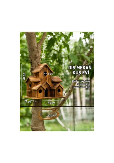 Ahşap Kuş Yuvası Dış Mekan Özel Tasarım 6 Odalı