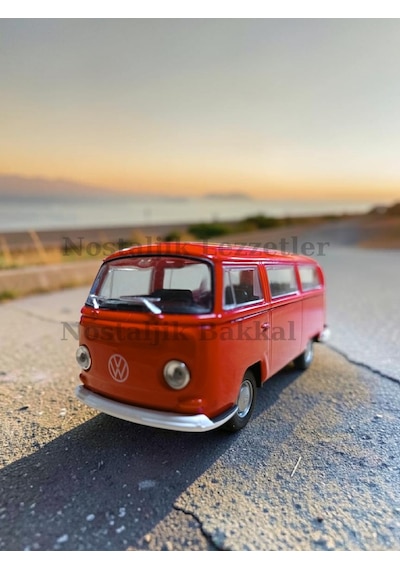 Nostaljik Kırmızı Volkswagen Type 2 1/32 Ölçek Metal Çek Bırak Kapılar Açılır Model Araba Çok Renkli