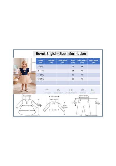 Babymod Ayıcık İşlemeli Tül Etekli Kız Bebek Elbise Kot Jile Somon
