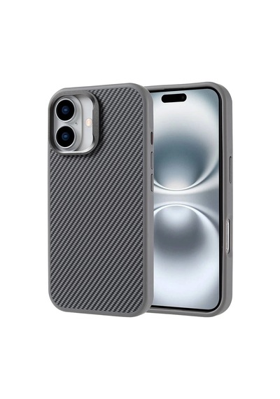 Apple Uyumlu iPhone 16 Plus Kılıf M-safe Şarj Özellikli Karbon Fiber Görünümlü Zore Troy Kapak