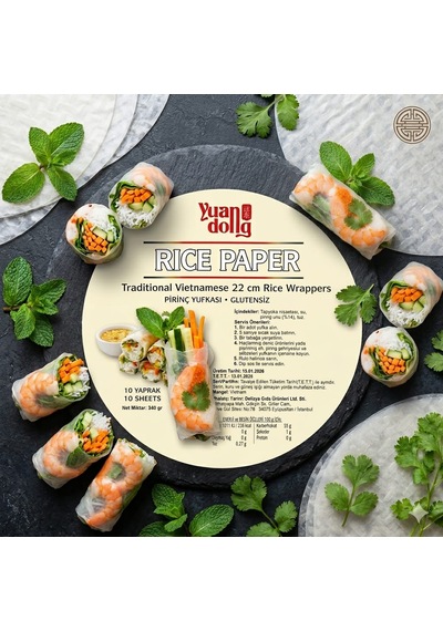 Yuandong Pirinç Yufkası 10 Yaprak 22 Cm, Rice Paper Glutensiz