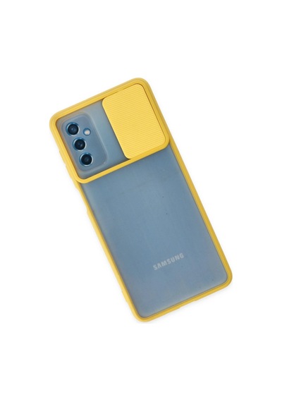 Cosmotex Newface Samsung Galaxy Uyumlu  M52 5g Kılıf Palm Buzlu Kamera Sürgülü Silikon - Sarı