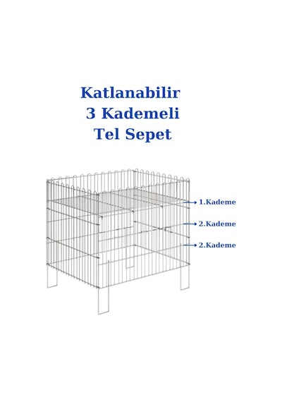 Katlanır 60x80x80 Cm Tel Sepet Havuz Sepet Market Sepeti