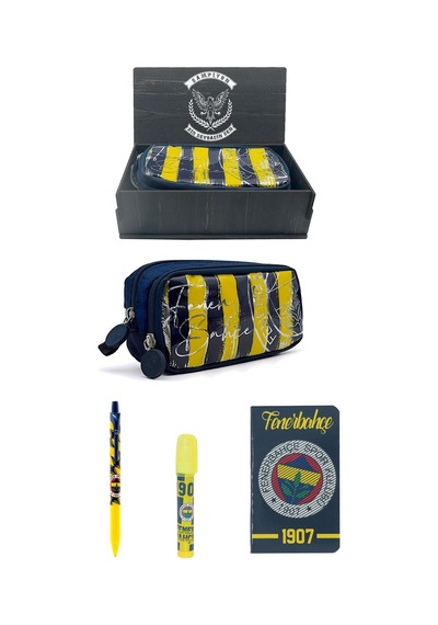 Fenerbahçe Kalemlik Set 4lü Kırtasiye Ahşap Kutulu