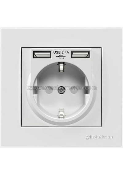 Mutlusan Çift Usb Priz 2.4ah Karavan Usb Priz - Beyaz