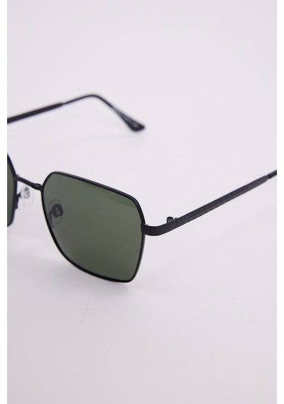 Unisex Köşeli Siyah Çerçeve Yeşil Camlı Uv 400 Korumalı Güneş Gözlüğü-51227 Çok Renkli