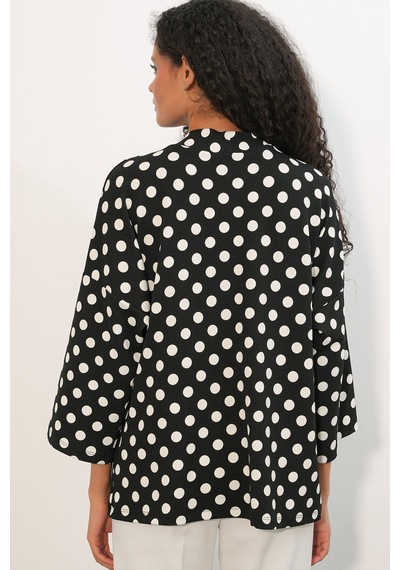 Bigdart Kadın Örme Puantiyeli Kimono 5996 - Siyah