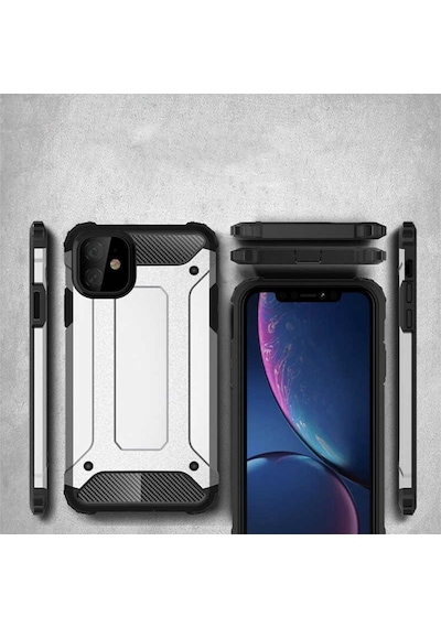Noktaks - Apple Uyumlu iPhone   11 - Kılıf   Çift Katman Zırh Tank Crash Military Kapak - Kırmızı
