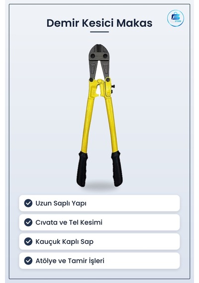 Demir Kesici Makas 18x450 Mm Cıvata Kesme Aleti Kauçuk Saplı Atöl