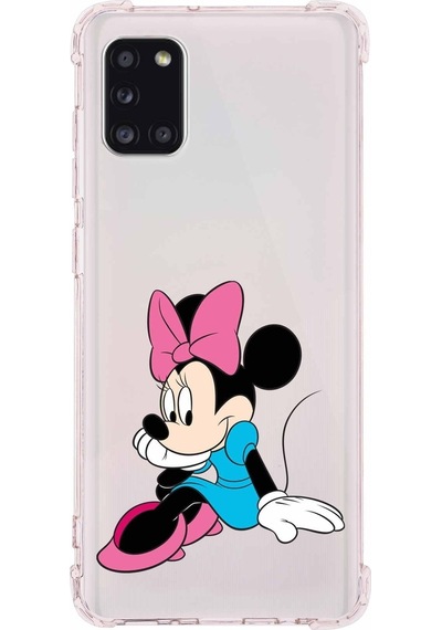 Samsung Uyumlu Galaxy A31 Köşe Korumalı Antişok Kapak Minnie Mouse Tasarımlı Şeffaf Kılıf