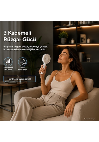 Kumtel Şarj Edilebilir Mini El Vantilatörü Type-c Şarjlı 3 Kademeli 400 Mah Hff-01c