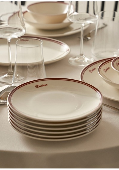 Bella Maison Bonheur Porselen 24 Parça 6 Kişilik Yemek Takımı Bordo Bordo