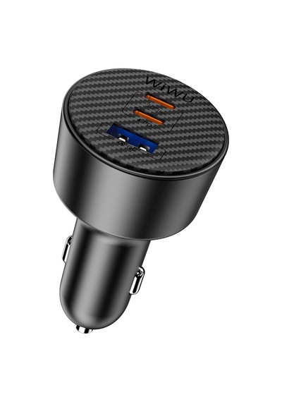 Wiwu Wi-cc026 Hızlı Şarj Özellikli Pd Type-c + Usb-a Portlu Aramid Fiber Araç Şarj Aleti 200w Siyah