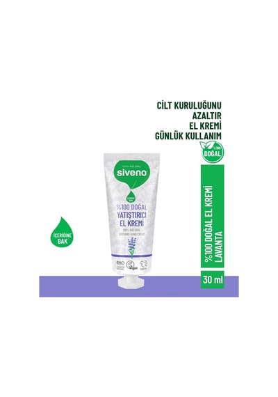 %100 Doğal El Ve Vücut Kremi Lavanta Cilt Yatıştırıcı Onarıcı Yoğun Nemlendirici Vegan 30 Ml