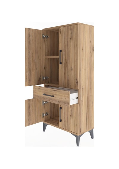 Arges Dolap 2 Raflı Tek Çekmeceli 4 Kapaklı 60x30x134 Çam-çam Çam