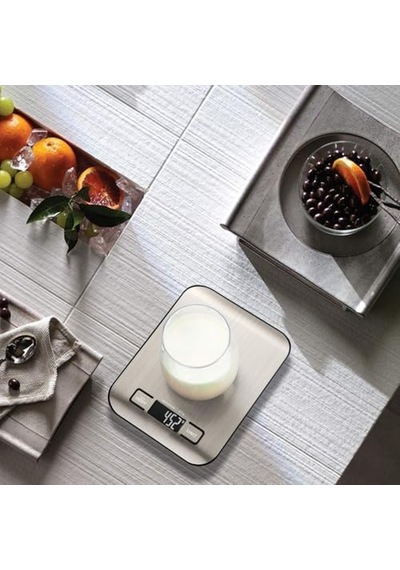 Dijital Mutfak Terazisi 5000 G / 1 G Hassasiyetli Paslanmaz Çelik Tartı, Lcd Ekranlı, Akıllı Otomatik Kapanma Özelliği, Gram, Ons Ve Mililitre Ölçer Açık Bej