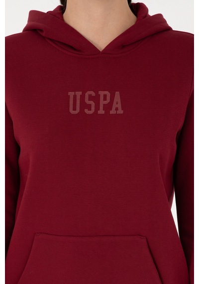 U.S. Polo Assn. Kadın Bordo Basic Kapüşonlu Sweatshirt 50289536-VR014