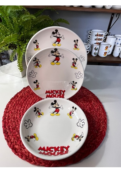6 Parça Mickey Mouse Model Çocuk Bebek Yemek Takımı Beslenme Seti Çok Renkli