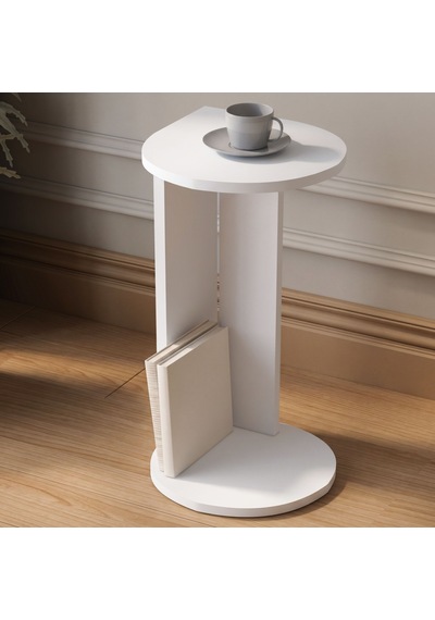 İnarch Dizayn Drop Modern Tasarım Yan Sehpa Kompakt Ve Ergonomik Yan Masa Beyaz