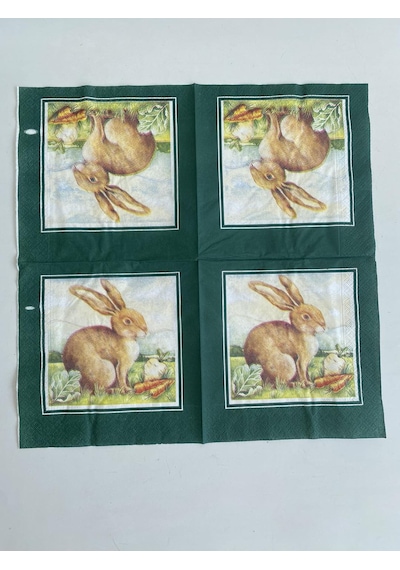 Herlitz Decor Tavşan Desenli Kağıt Peçete 20li 33x33cm Yeşil