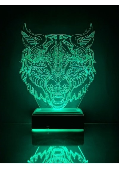 Özel Tasarım Fantastik Kurt 3D Led Gece Lambası Hediyelik Eşya